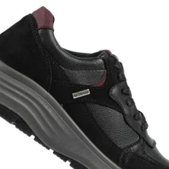 Adelia Wide Fit Leather Lace Up Trainers - Black Multi