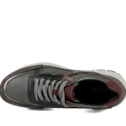 Adelia Wide Fit Leather Lace Up Trainers - Grey Multi