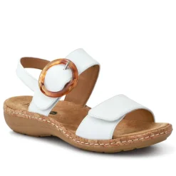 Adjustable Buckle Detail Comfort Sandals - White