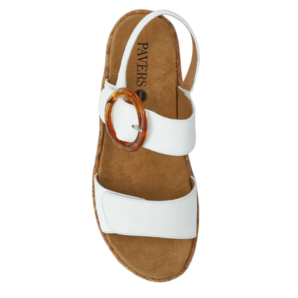 Adjustable Buckle Detail Comfort Sandals - White