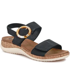 Adjustable Buckle Slingback Comfort Sandals - Black