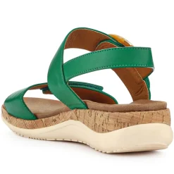 Adjustable Buckle Slingback Comfort Sandals - Green