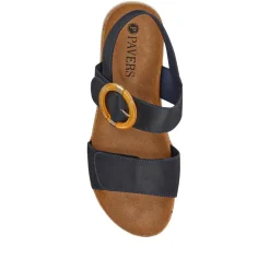 Adjustable Buckle Slingback Comfort Sandals - Navy