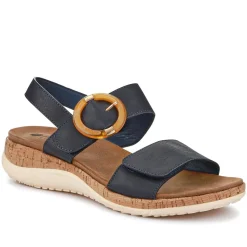 Adjustable Buckle Slingback Comfort Sandals - Navy