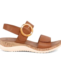 Adjustable Buckle Slingback Comfort Sandals - Tan