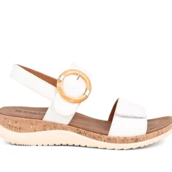 Adjustable Buckle Slingback Comfort Sandals - White