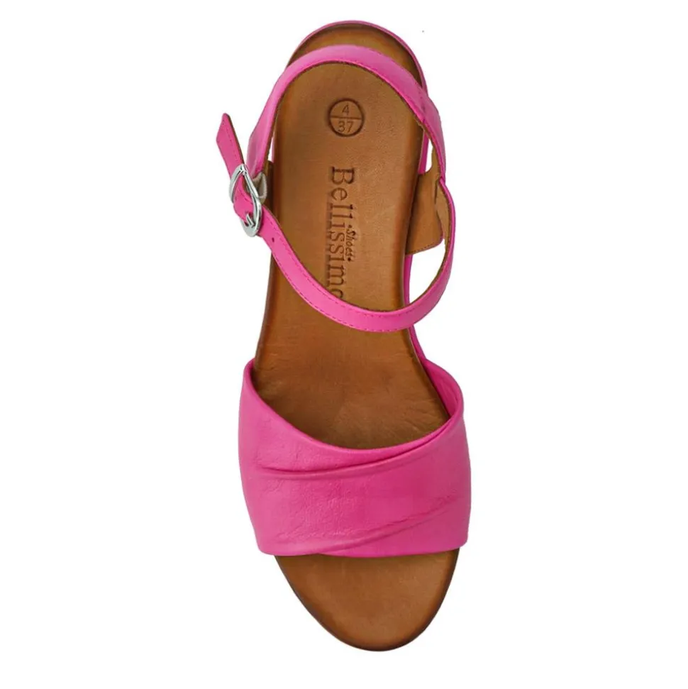 Adjustable Buckle Wedges - Pink