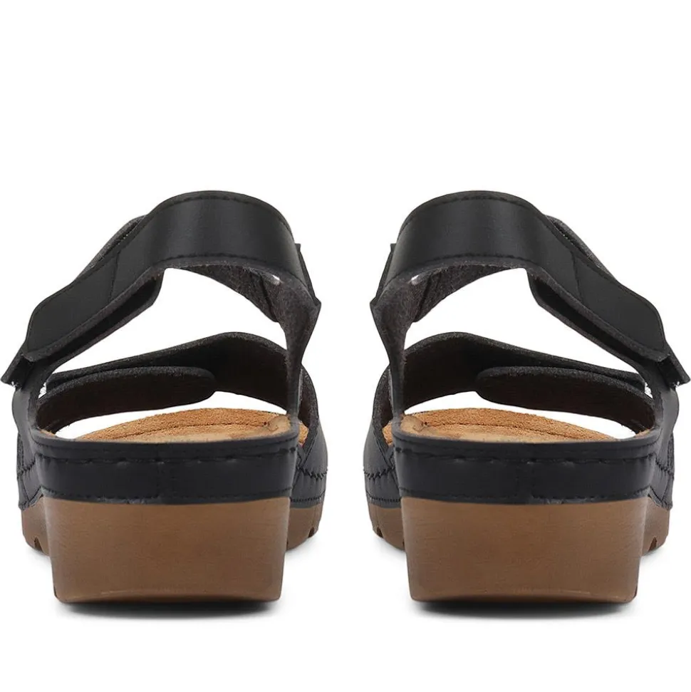 Adjustable Cushioned Sandals - Black