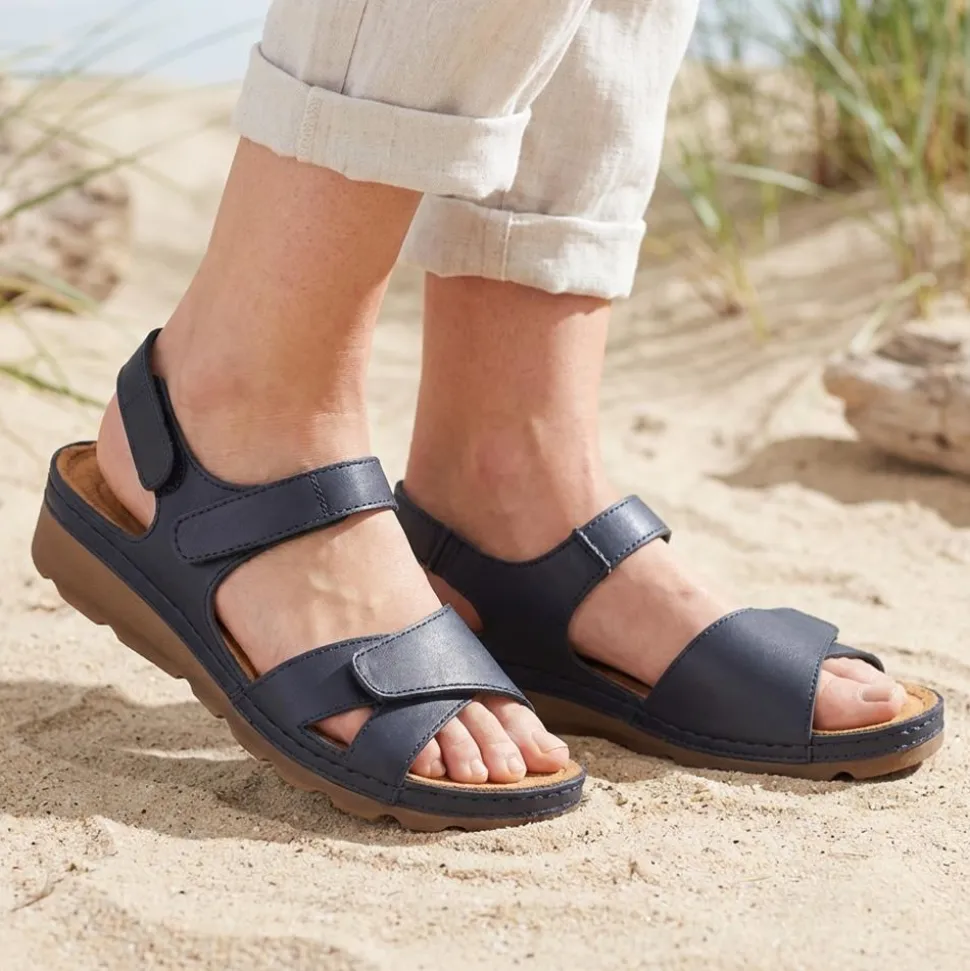 Adjustable Cushioned Sandals - Navy