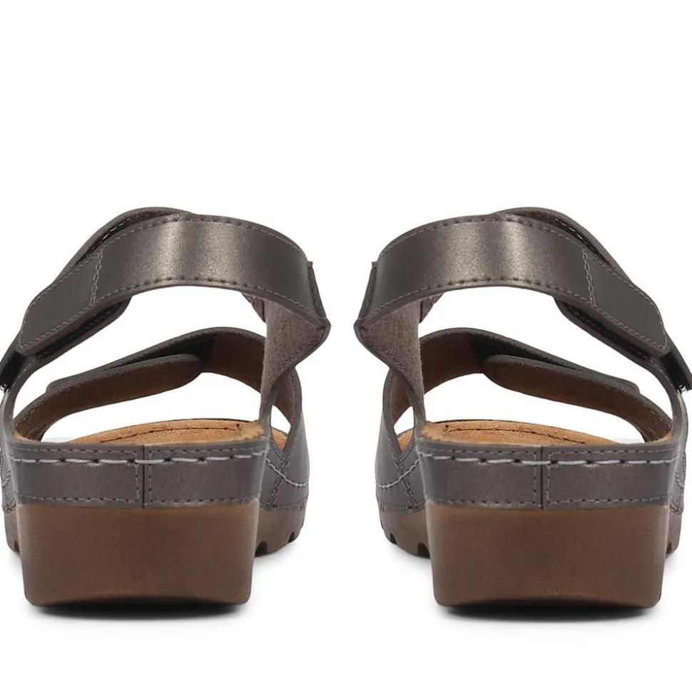 Adjustable Cushioned Sandals - Pewter