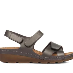 Adjustable Cushioned Sandals - Pewter