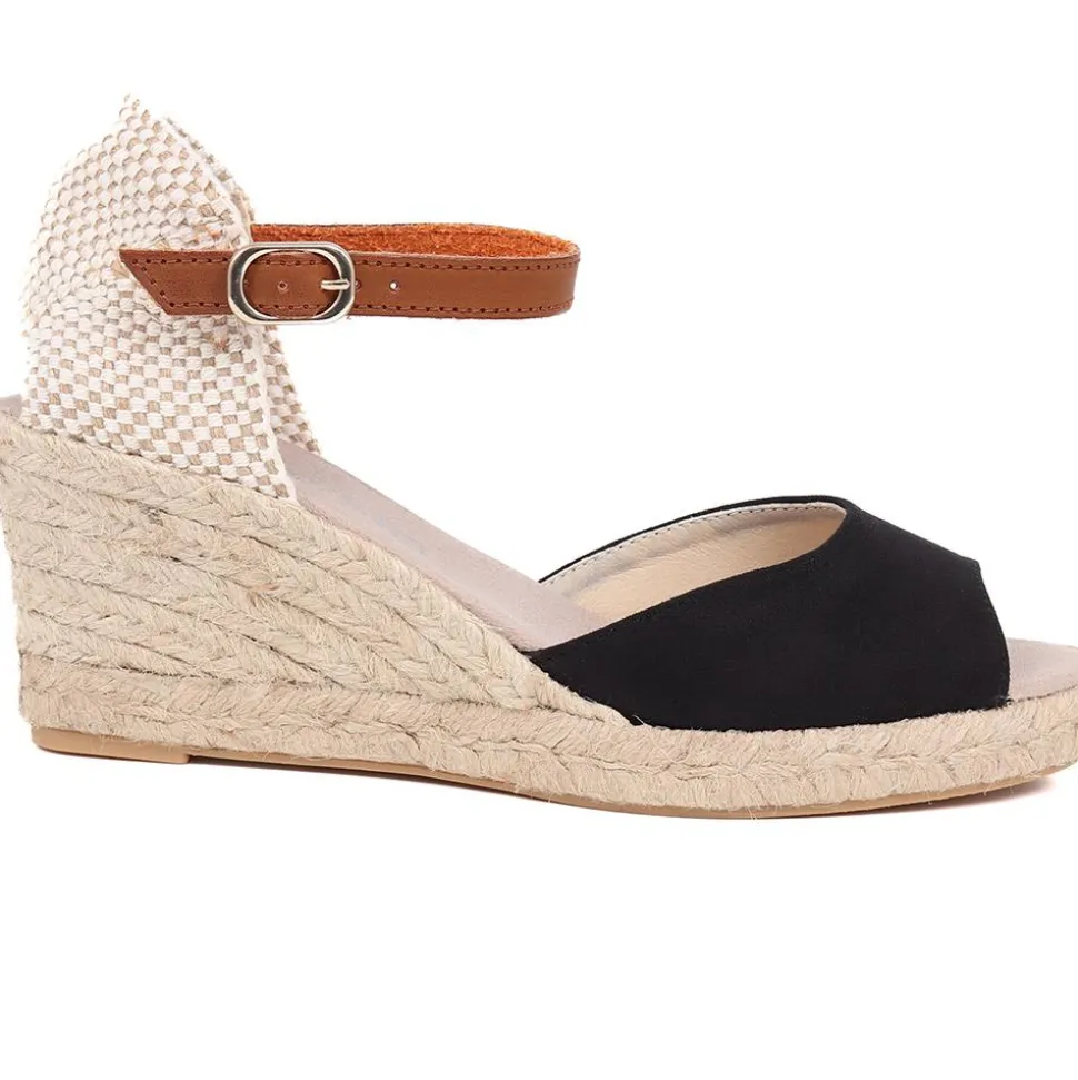 Adjustable Espadrille Sandals - Navy