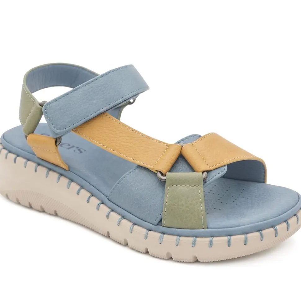 Adjustable Fastening Cushioning Sandals - Blue Multi