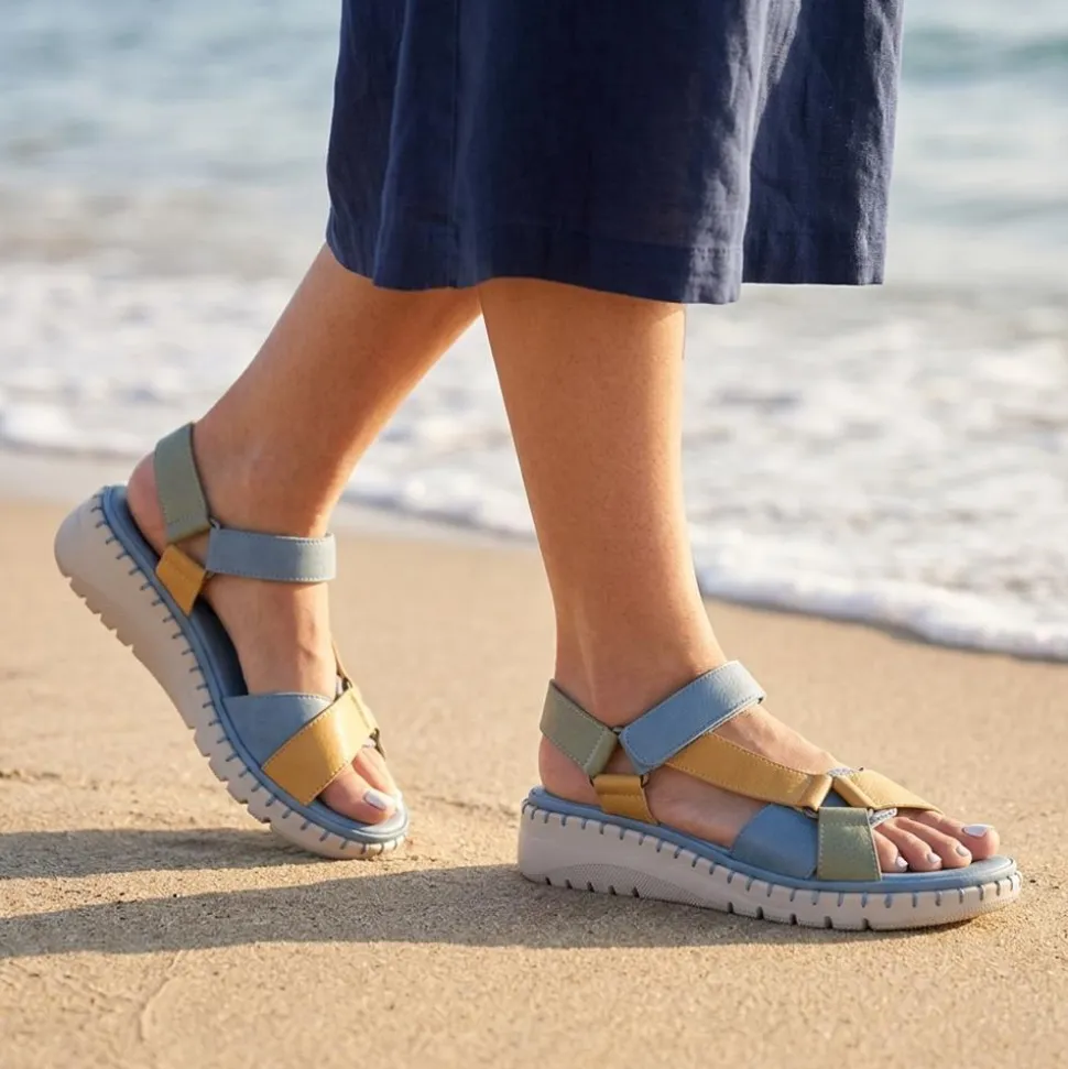 Adjustable Fastening Cushioning Sandals - Blue Multi