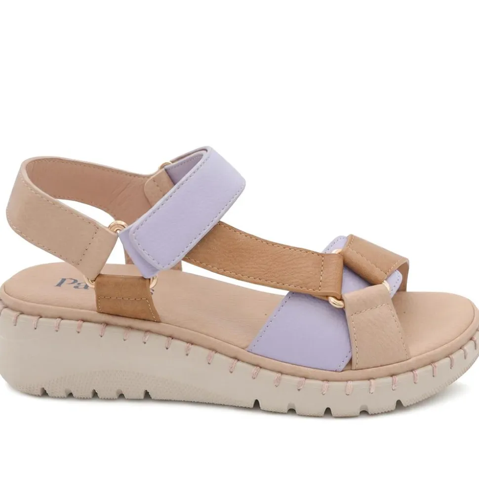 Adjustable Fastening Cushioning Sandals - Tan Multi
