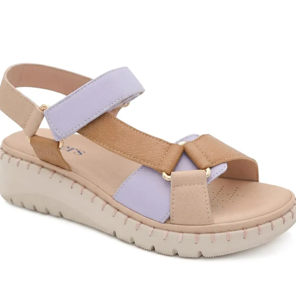 Adjustable Fastening Cushioning Sandals - Tan Multi
