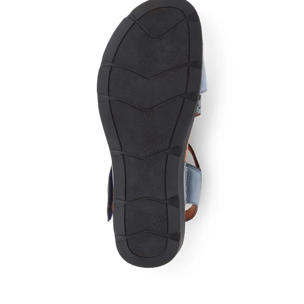 Adjustable Fasten Leather Sandals - Denim