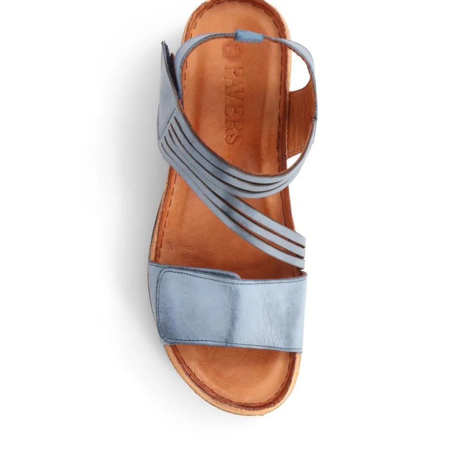 Adjustable Fasten Leather Sandals - Denim