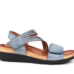 Adjustable Fasten Leather Sandals - Denim