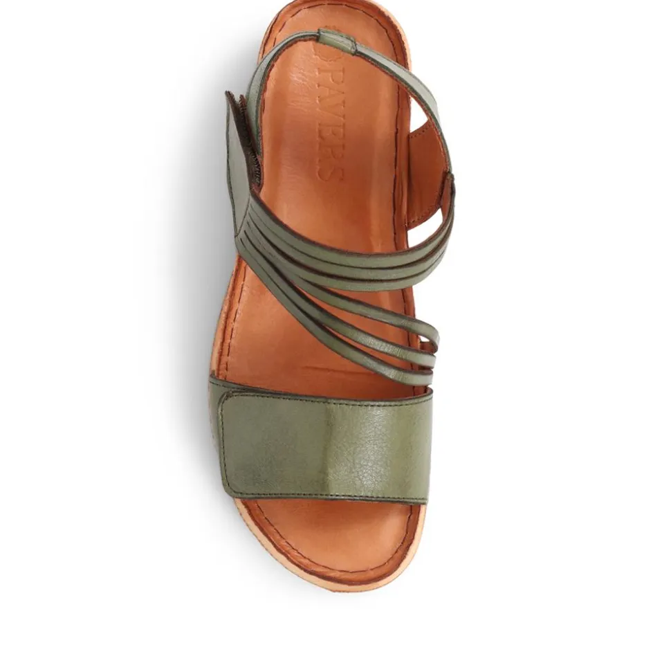 Adjustable Fasten Leather Sandals - Olive