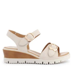 Adjustable Fit Cushioned Sandals - Beige