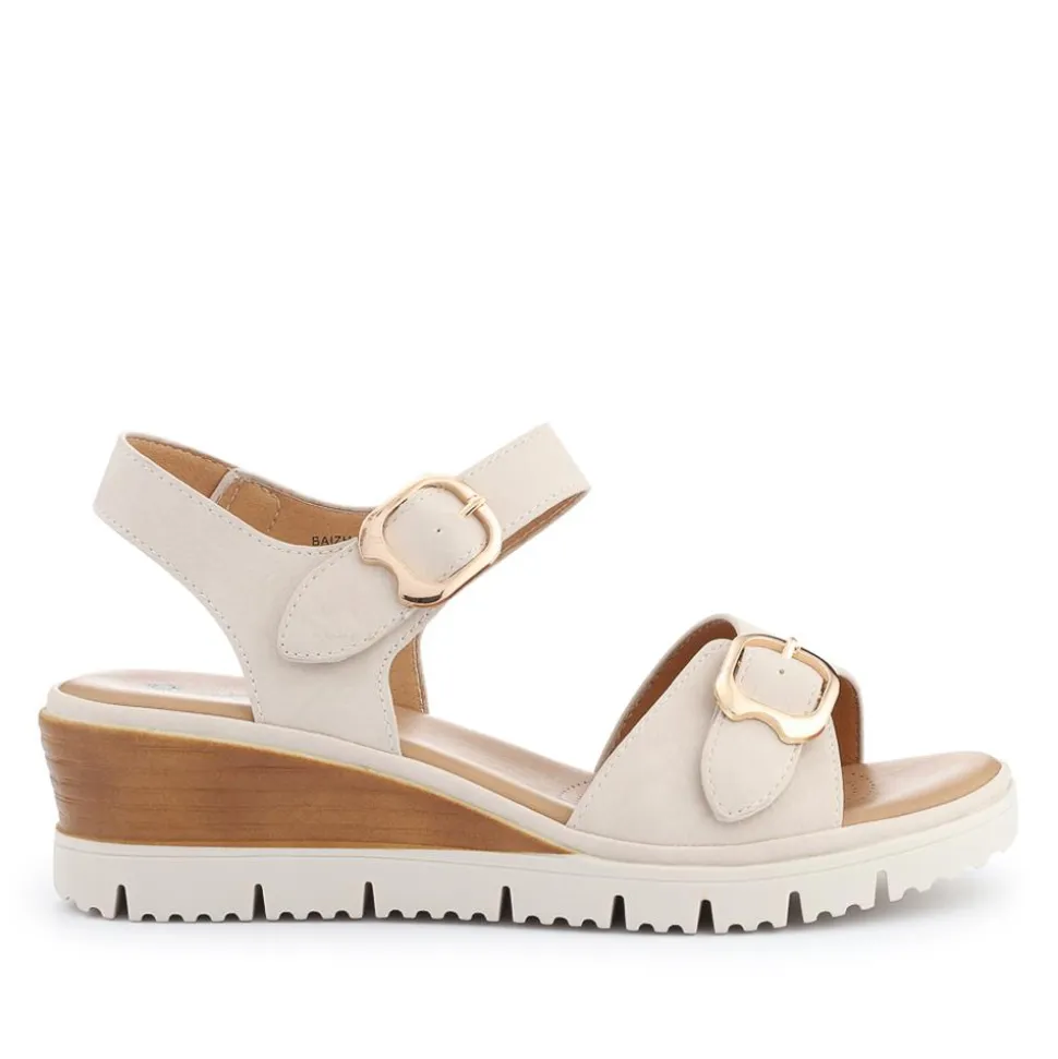 Adjustable Fit Cushioned Sandals - Beige
