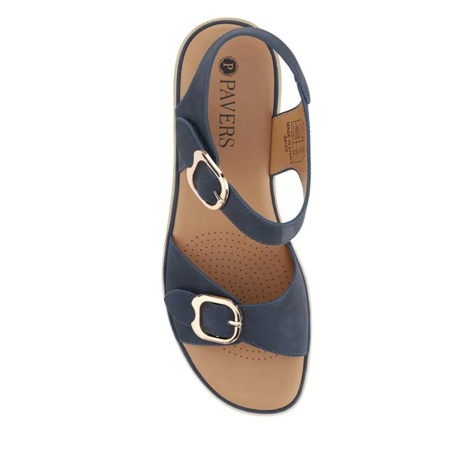 Adjustable Fit Cushioned Sandals - Navy