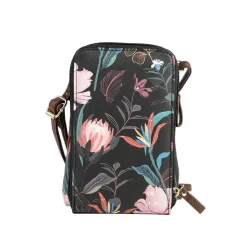 Adjustable Floral Cross-Body Bag - Black Floral