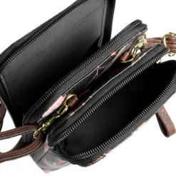 Adjustable Floral Cross-Body Bag - Black Floral