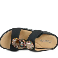 Adjustable Jewelled Strappy Sandals - Black