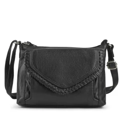 Adjustable Leather Cross Body Bag - Black