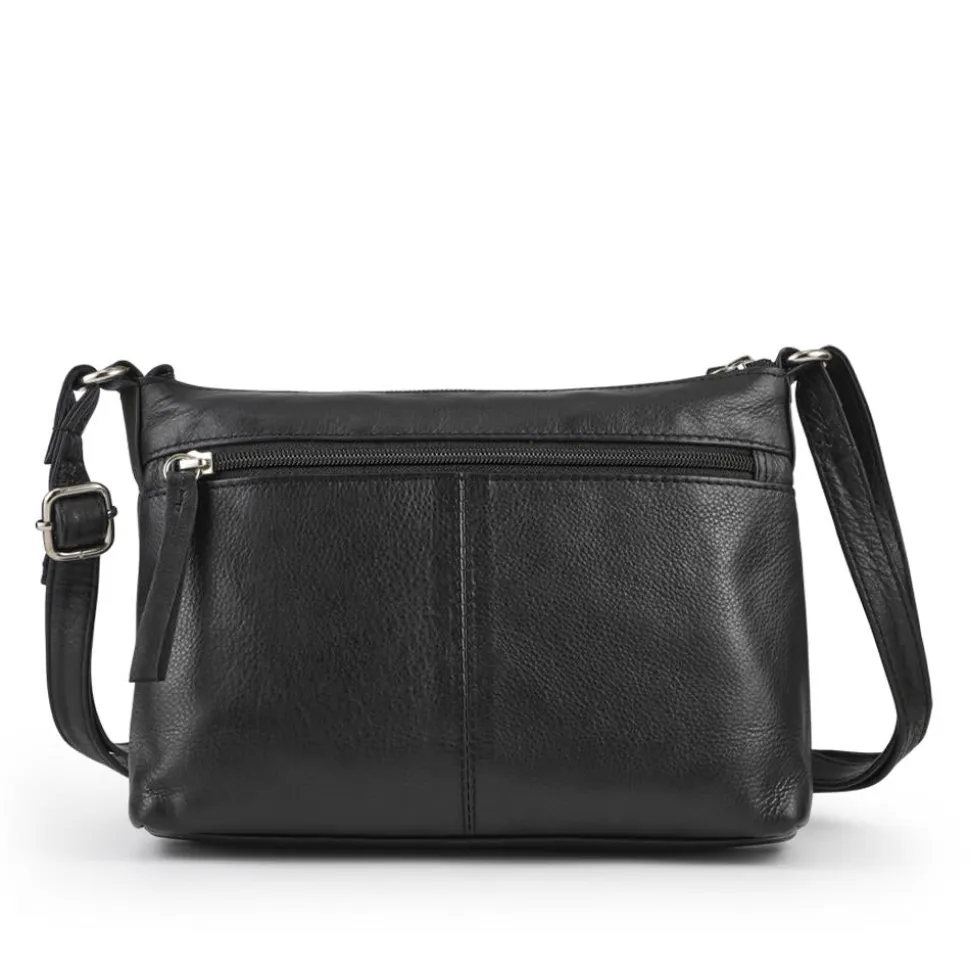 Adjustable Leather Cross Body Bag - Black