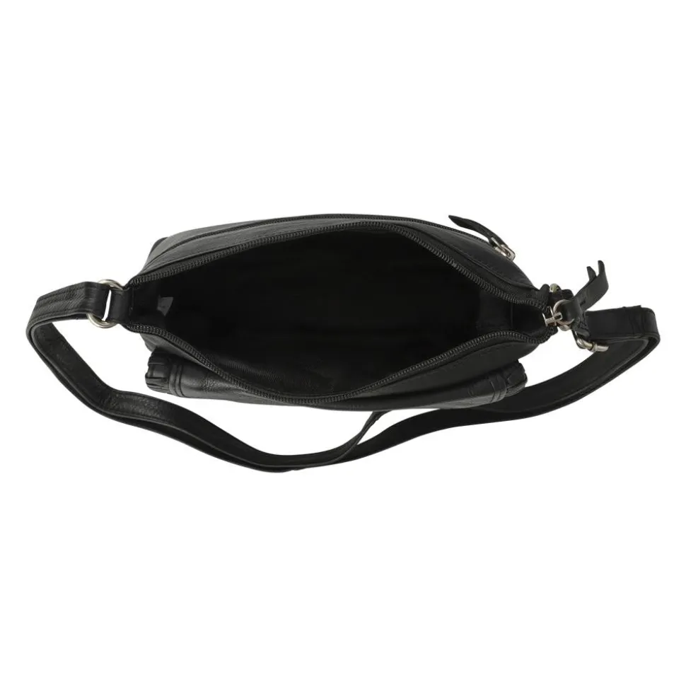 Adjustable Leather Cross Body Bag - Black