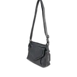 Adjustable Leather Cross Body Bag - Navy