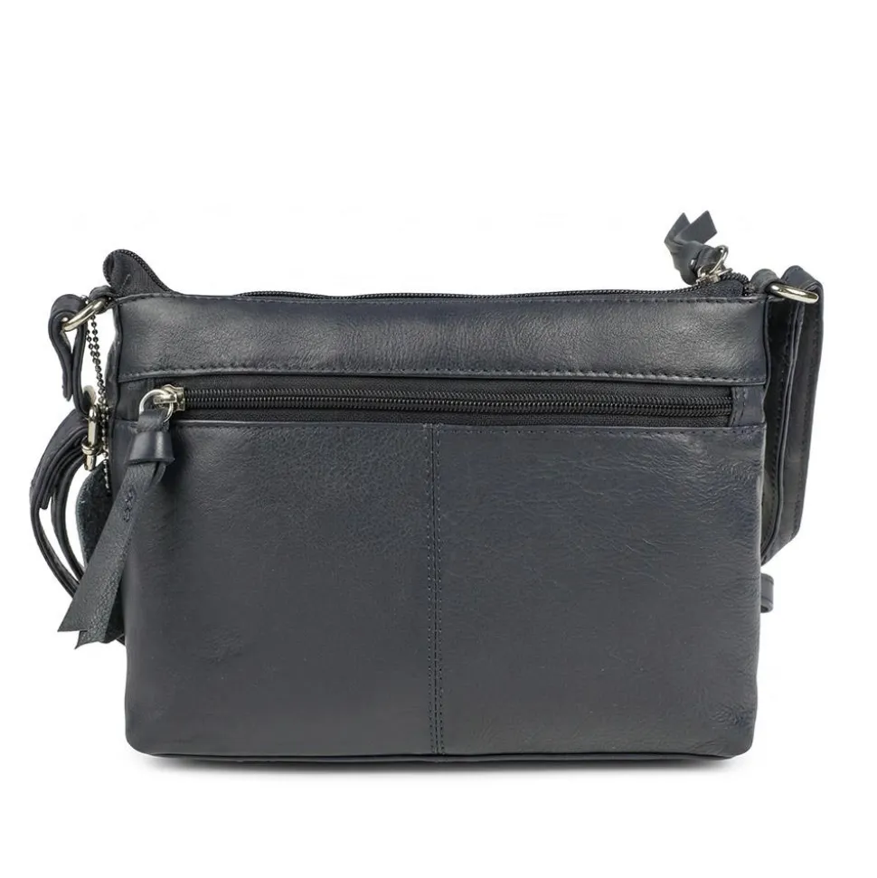 Adjustable Leather Cross Body Bag - Navy