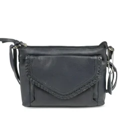 Adjustable Leather Cross Body Bag - Navy