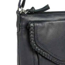 Adjustable Leather Cross Body Bag - Navy