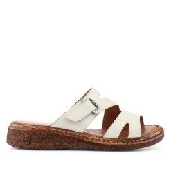 Adjustable Leather Mules - Beige