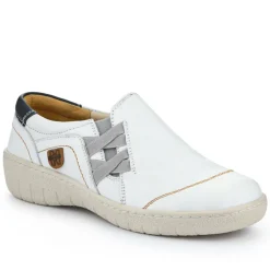 Adjustable Leather Slip-On Shoes - White