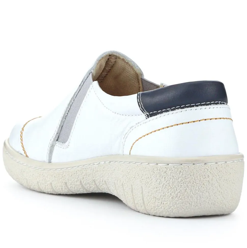 Adjustable Leather Slip-On Shoes - White