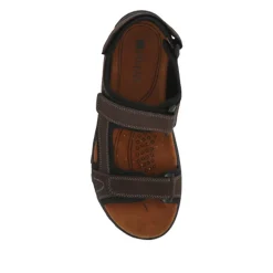 Adjustable Leather Walking Sandals - Dark Brown