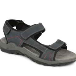 Adjustable Leather Walking Sandals - Navy