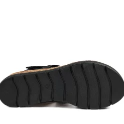 Adjustable Leather Wedge Sandals - Black