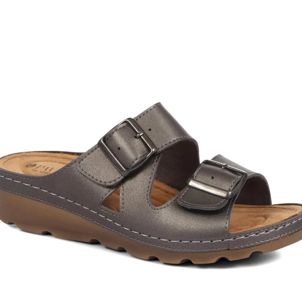 Adjustable Mule Sandals - Pewter