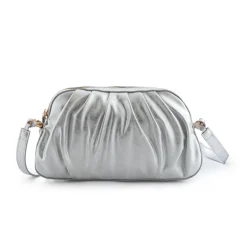 Adjustable Slouched Crossbody Bag - White-Silver