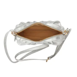 Adjustable Slouched Crossbody Bag - White-Silver