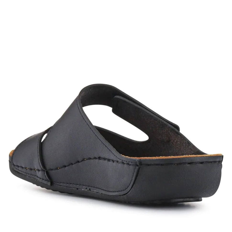 Adjustable Touch-Fasten Mules - Black