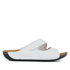 Adjustable Touch-Fasten Mules - White
