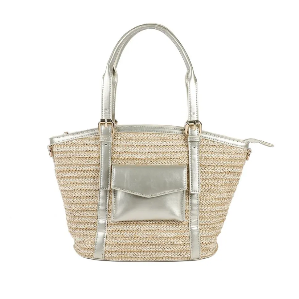 Adjustable Woven Tote Bag - Gold
