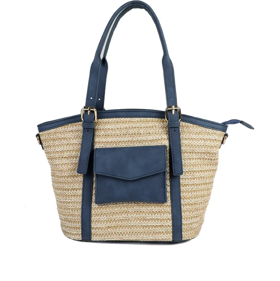 Adjustable Woven Tote Bag - Navy